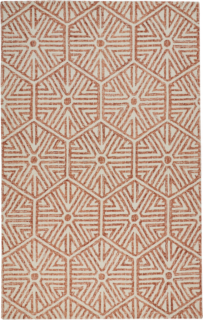 Rhett Transitional Geometric Orange Ivory Area Rug (5' x 8')