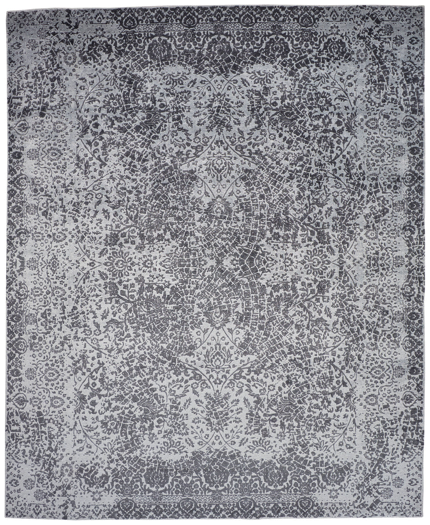 Mckinnon Transitional Distressed Gray Silver Blue Area Rug (7'9" x 9'9")