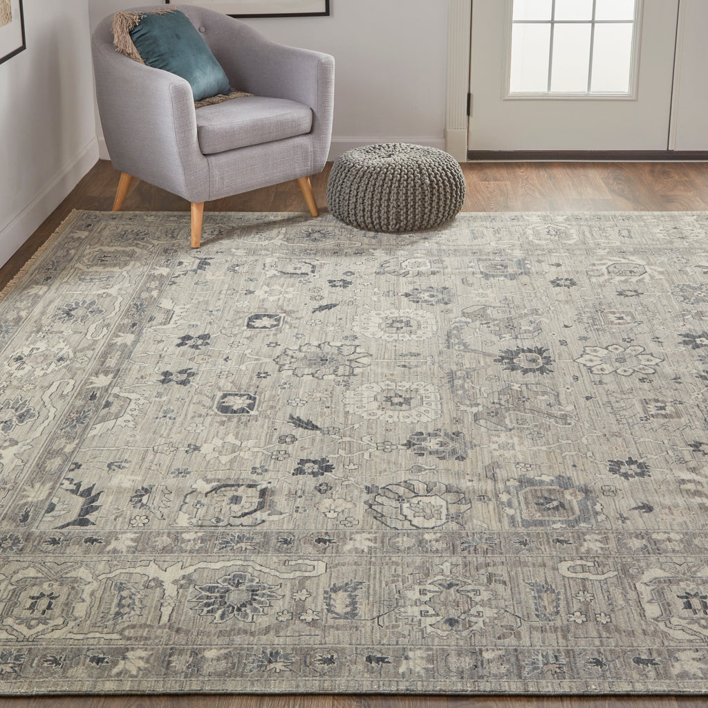 Reddington Traditional Oriental Gray Taupe Tan Area Rug (11'6" x 15')