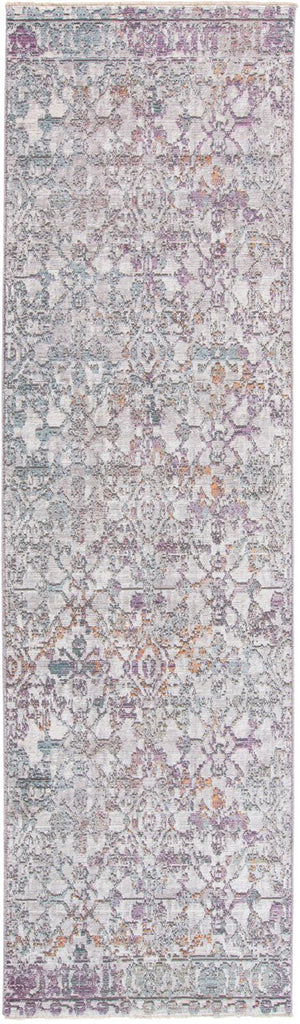 Cecily Transitional Distressed Purple Blue Gold Area Rug (2'3" x 8')