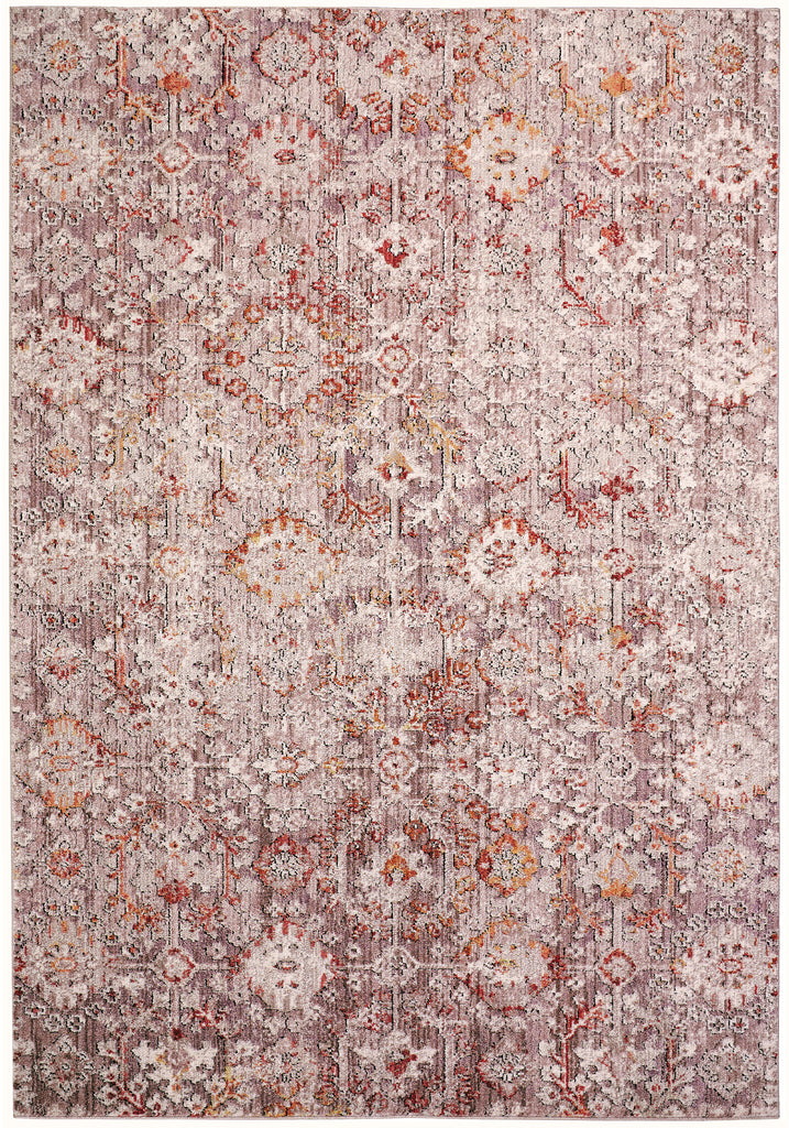 Armant Traditional Damask Pink Ivory Gray Area Rug (2' x 3')