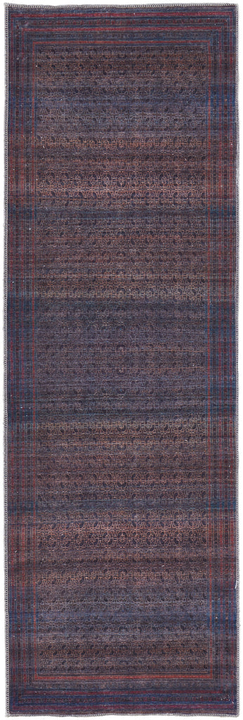 Voss Transitional Distressed Blue Pink Purple Area Rug (2'7" x 8')