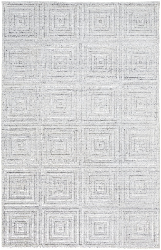 Redford Transitional Solid White Silver Area Rug (2' x 3' / Pattern 1)