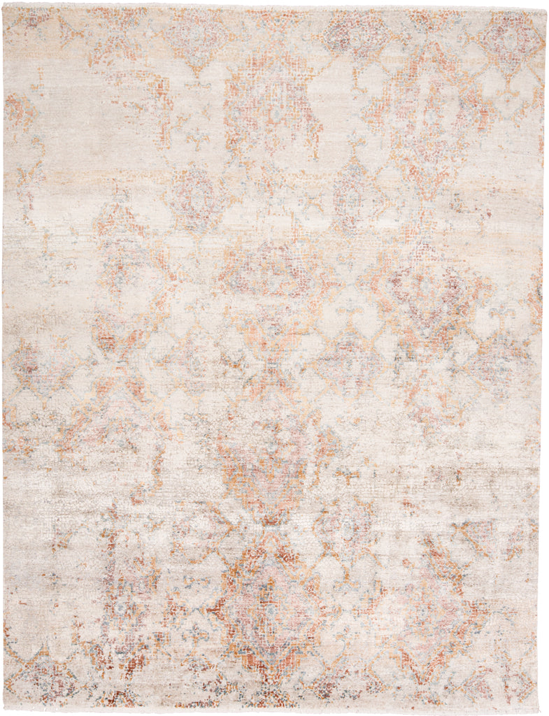 Eros Modern Distressed Ivory Orange Tan Area Rug (8'6" x 11'6")