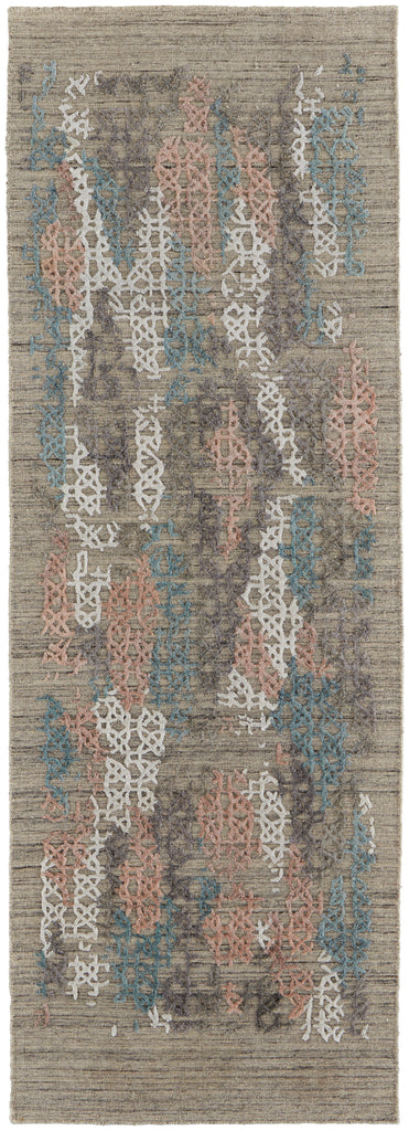 Elias Modern Abstract Pink Blue Taupe Area Rug (2'9" x 8')