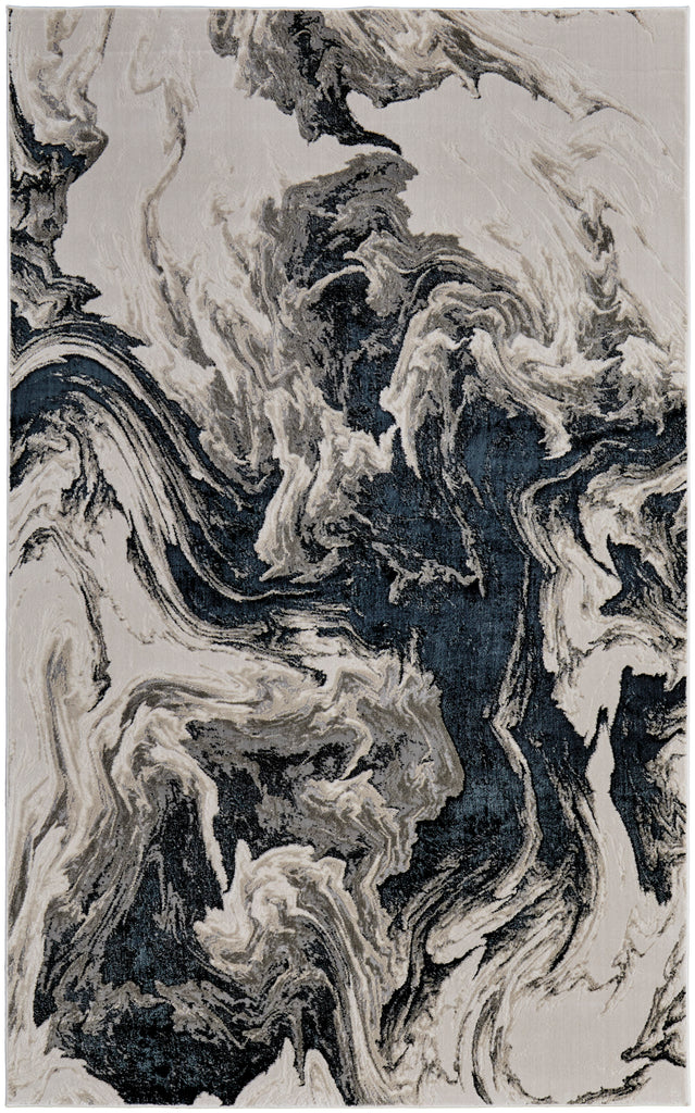 Micah Modern Abstract Ivory Black Taupe Area Rug (5' x 8')