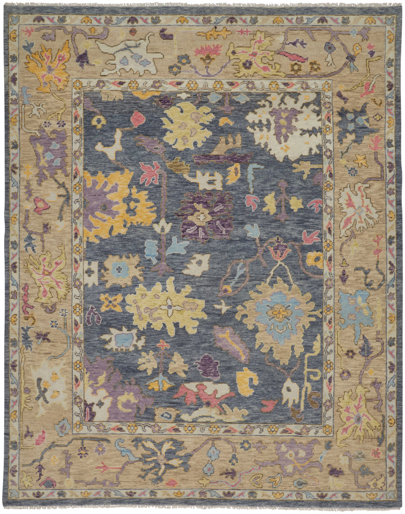 Karina Traditional Persian Gold Blue Purple Area Rug (5'6" x 8'6")