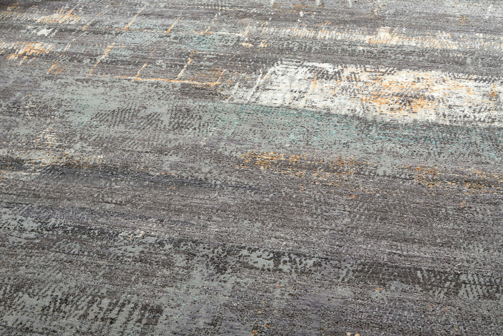 Edin Transitional Abstract Gray Green Taupe Area Rug (7'9" x 9'9")