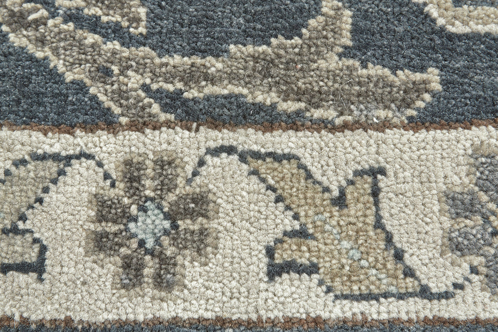 Namche Transitional Damask Blue Taupe Ivory Area Rug (2' x 3')