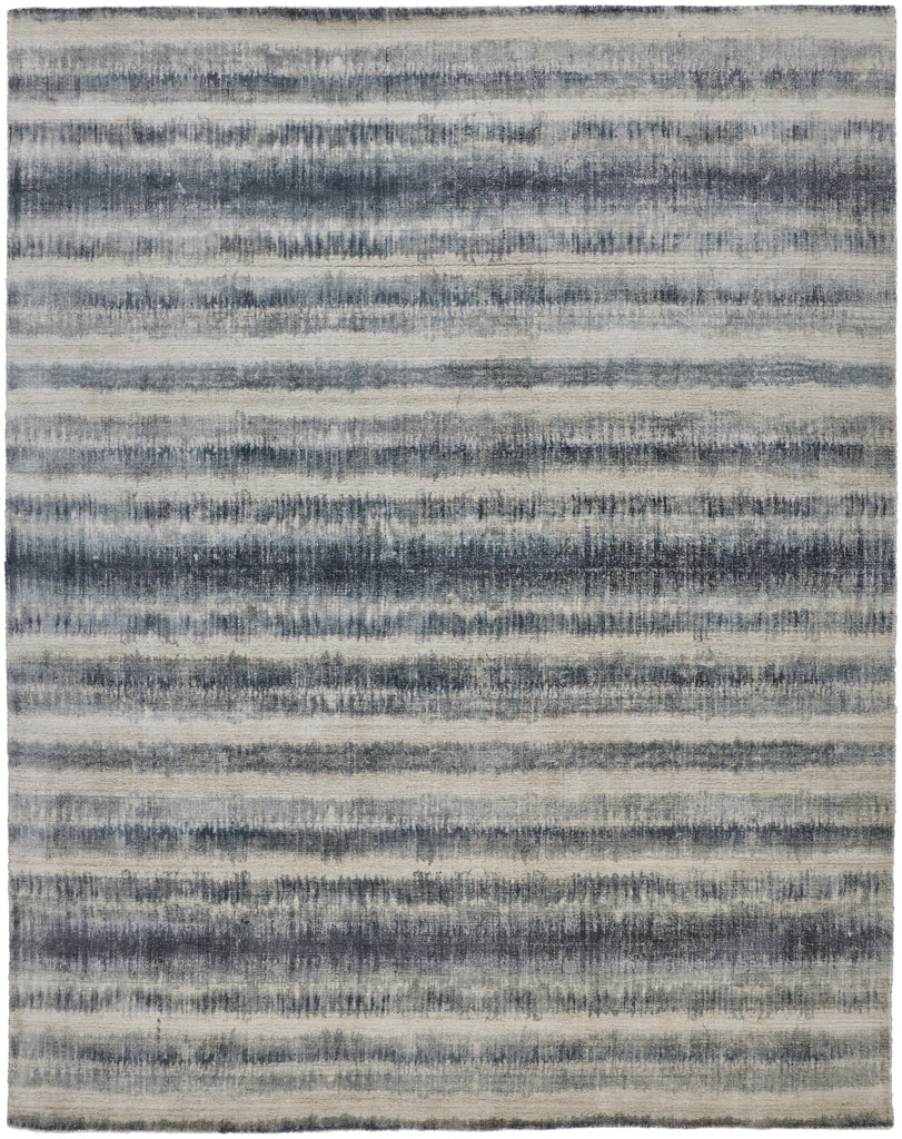 Mackay Transitional Stripes Ivory Blue Area Rug (2' x 3')