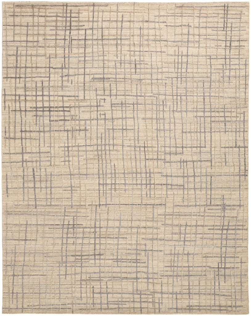 Kirkwood Transitional Abstract Tan Silver Area Rug (9' x 12')