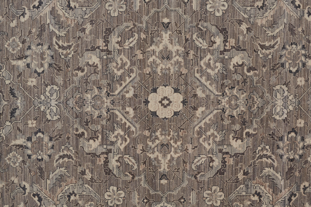 Reddington Traditional Damask Gray Taupe Ivory Area Rug (9'6" x 13'6")