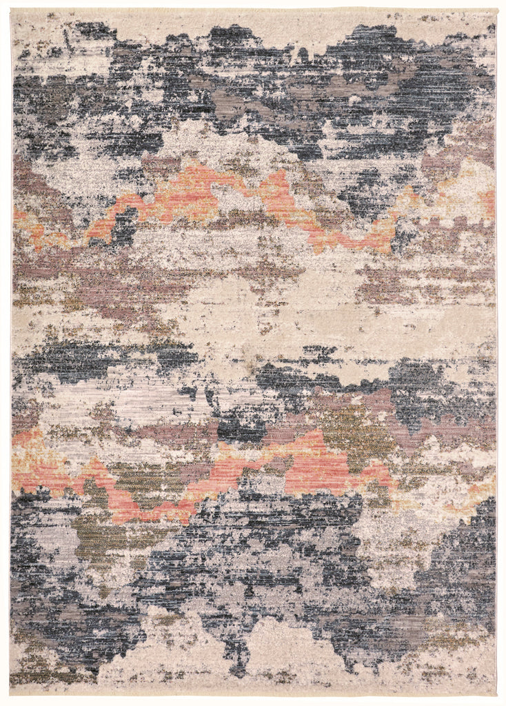 Kyra Transitional Abstract Blue Gray Ivory Area Rug (1'8" x 2'10")