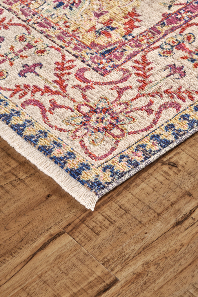 Torina Transitional Floral Botanical Red Ivory Blue Area Rug (9'6" x 12'7")