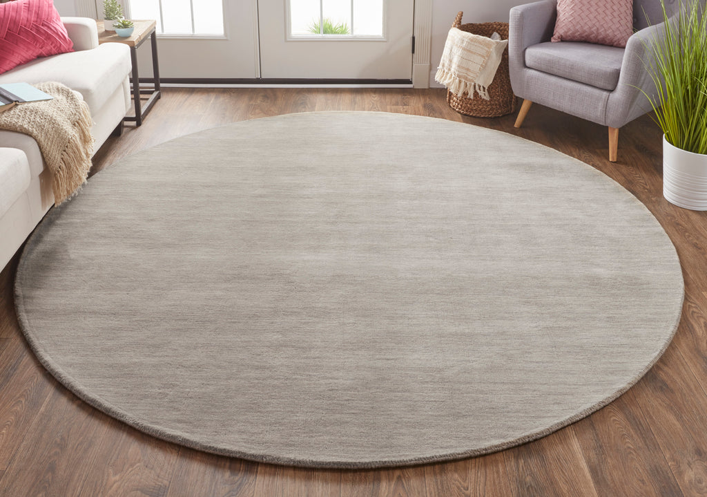 Luna Modern Solid Gray Ivory Area Rug (10' x 10')