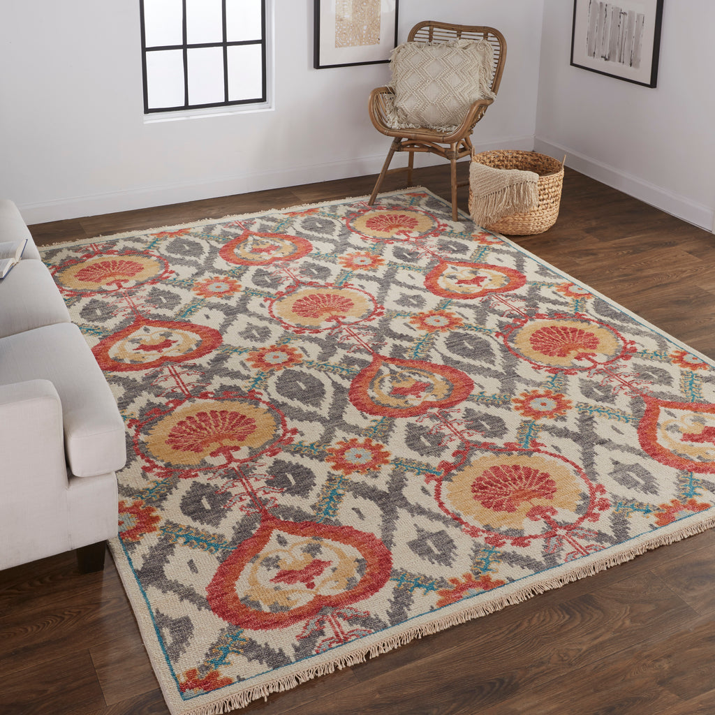 Beall Traditional Oriental Orange Gray Area Rug (2'6" x 8')