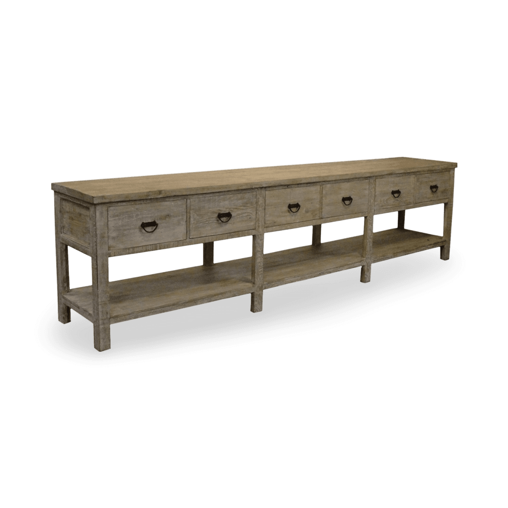 Martha Sideboard, 6 Drawer - Grey Wash Wax