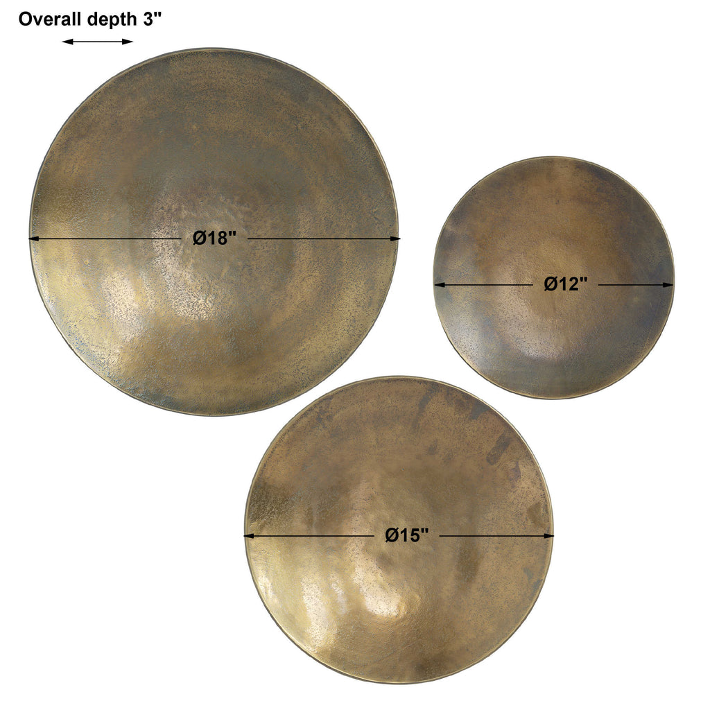 Aitana Metal Wall Decor, Antique Brass, Set of 3