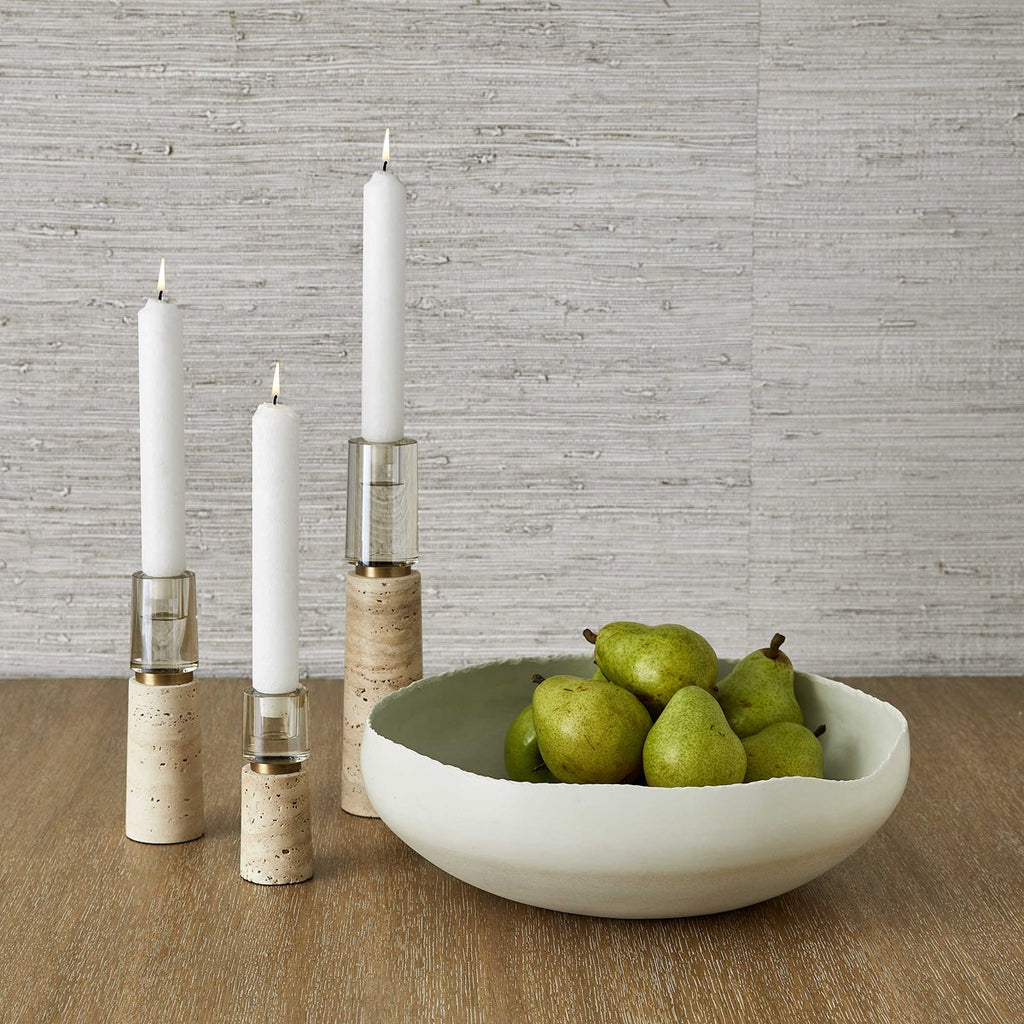 Optic Candleholders - Travertine, Set of 3