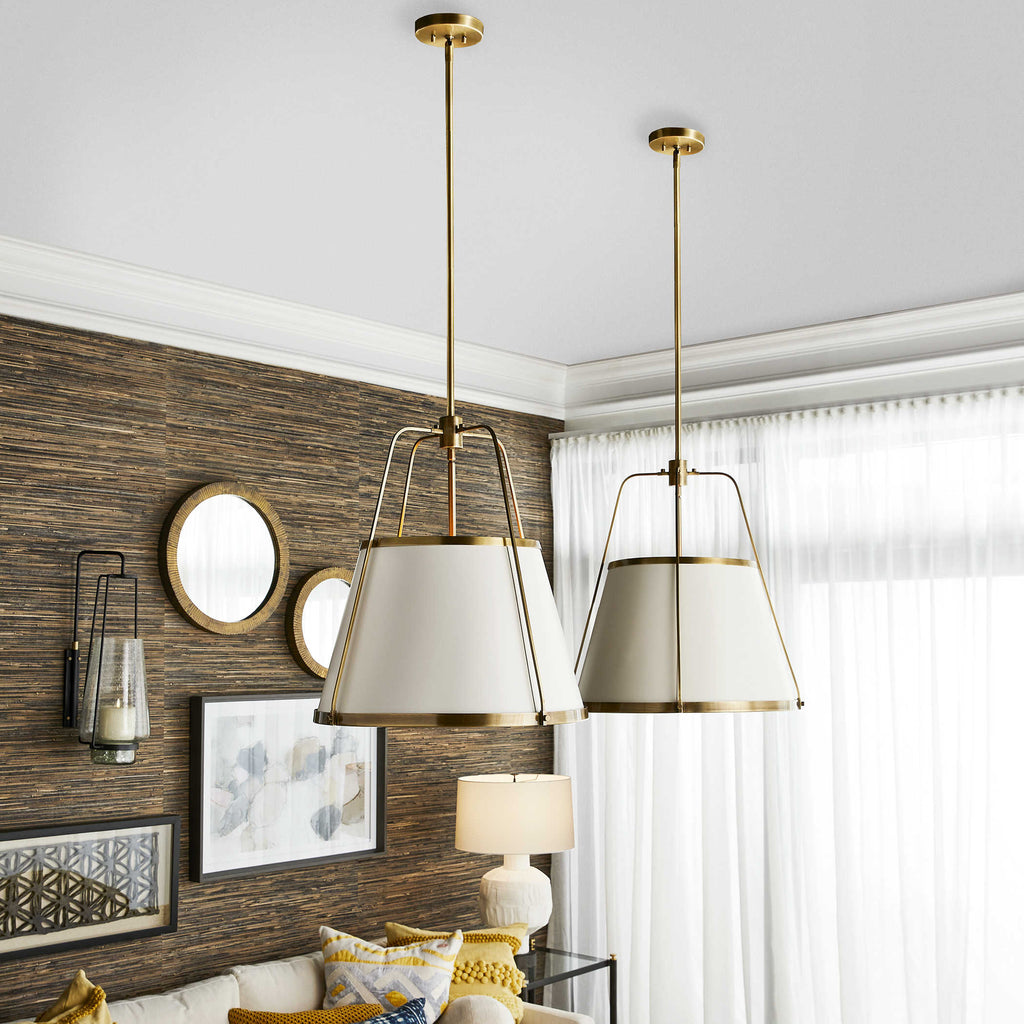 Leather Classic, 4 Light Pendant, White