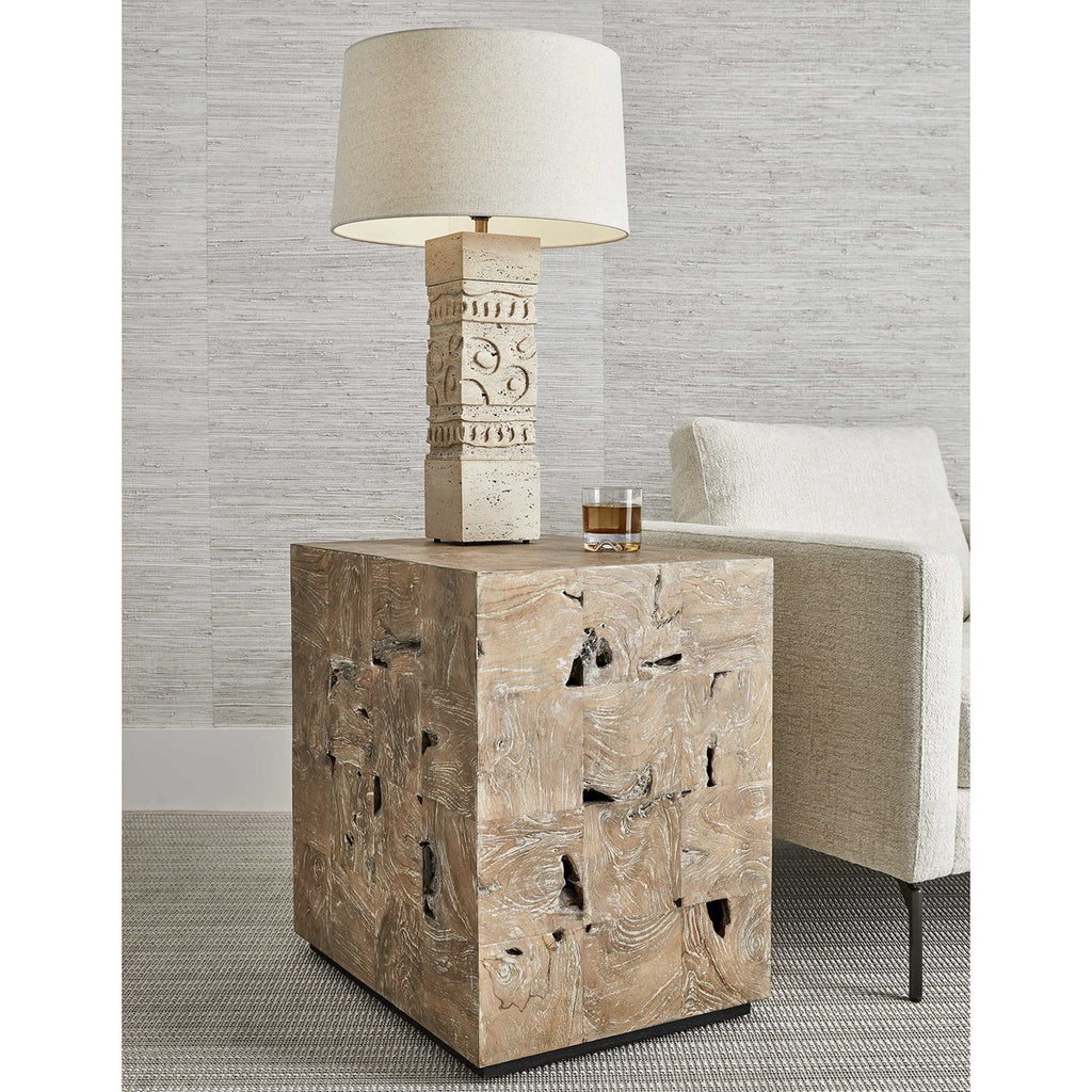 Teak Tac Toe End Table - Light