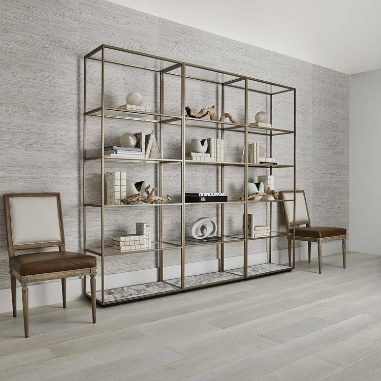 Floating Plane Etagere, Marble/Brass