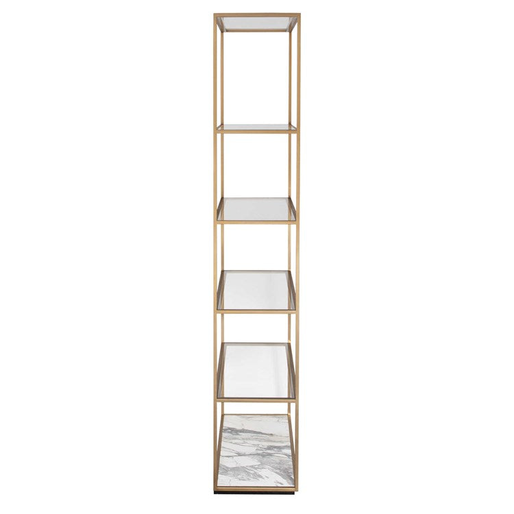 Floating Plane Etagere, Marble/Brass