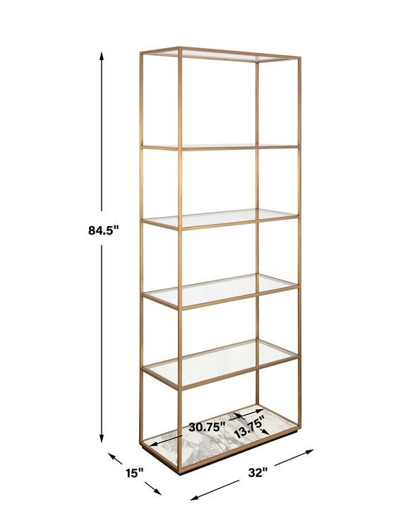 Floating Plane Etagere, Marble/Brass