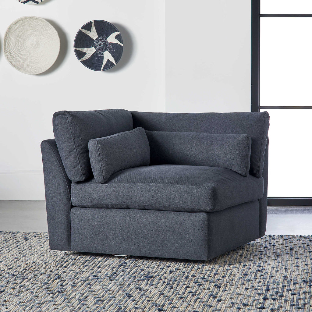 Slope Sofa Sectional, Corner Chair, Indigo Twill