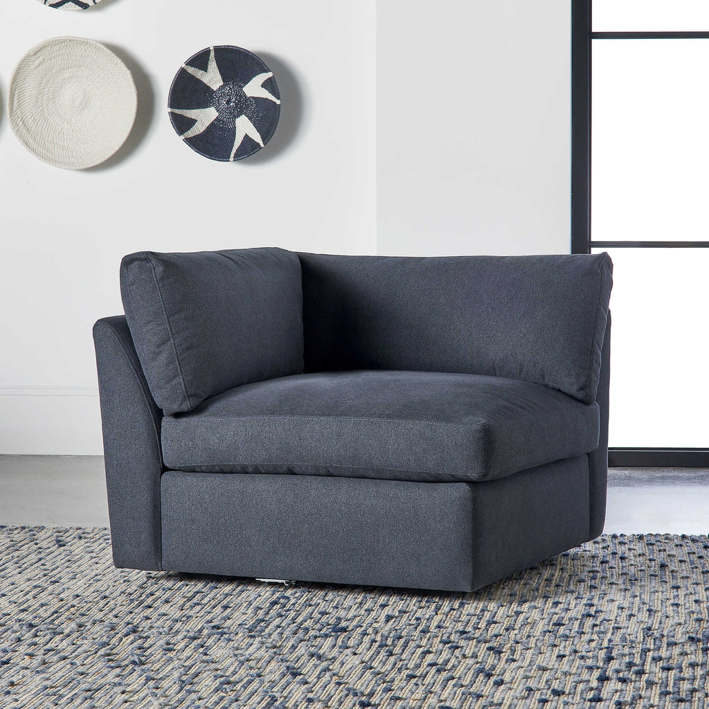 Slope Sofa Sectional, Corner Chair, Indigo Twill