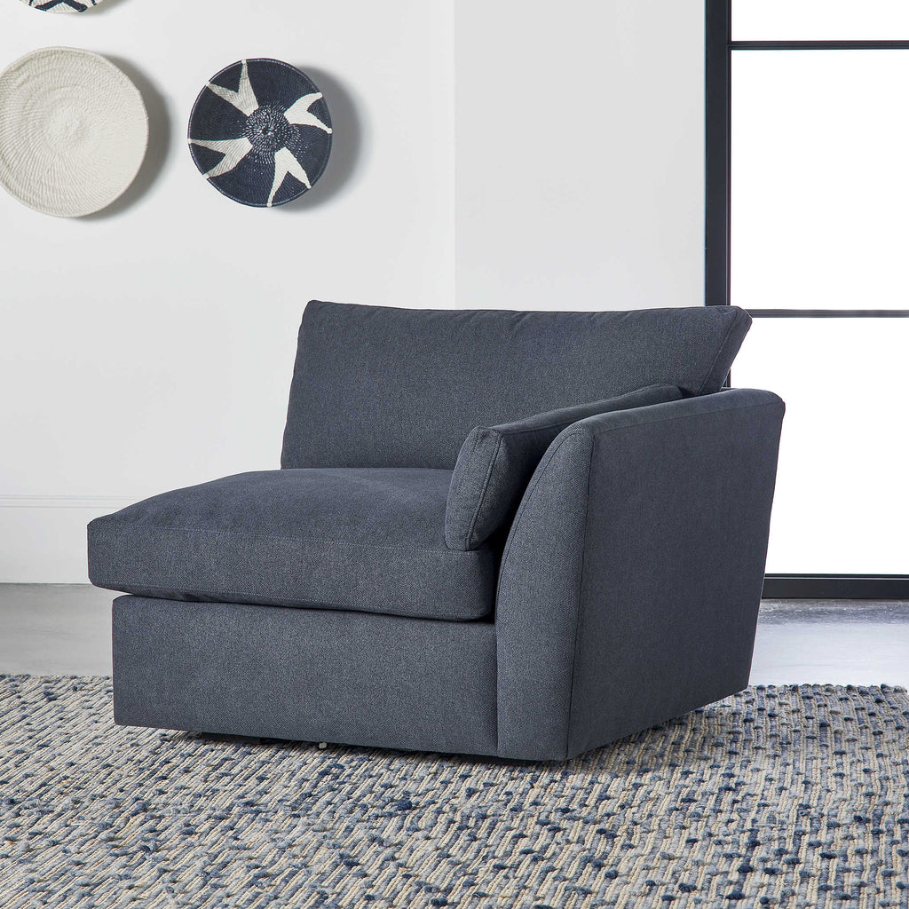 Slope Sofa Sectional, Corner Chair, Indigo Twill