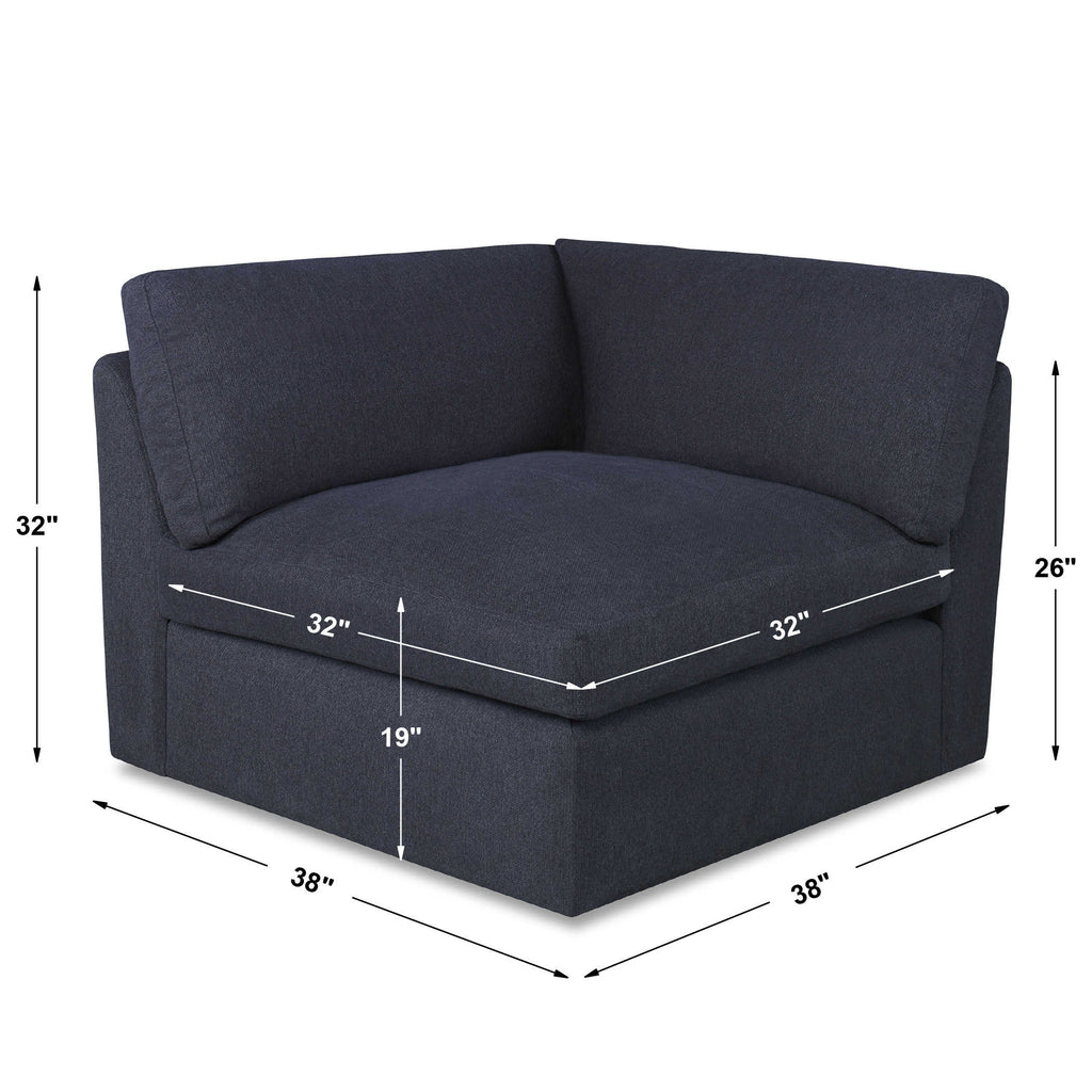 Slope Sofa Sectional, Corner Chair, Indigo Twill