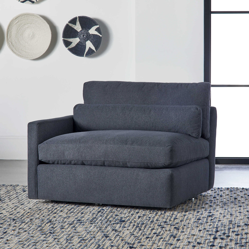 Slope Sofa Sectional, Left Arm Facing Chair, Indigo Twill