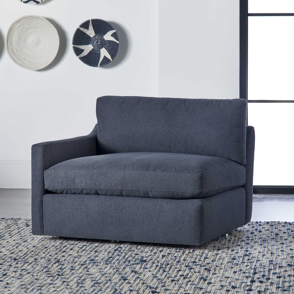 Slope Sofa Sectional, Left Arm Facing Chair, Indigo Twill