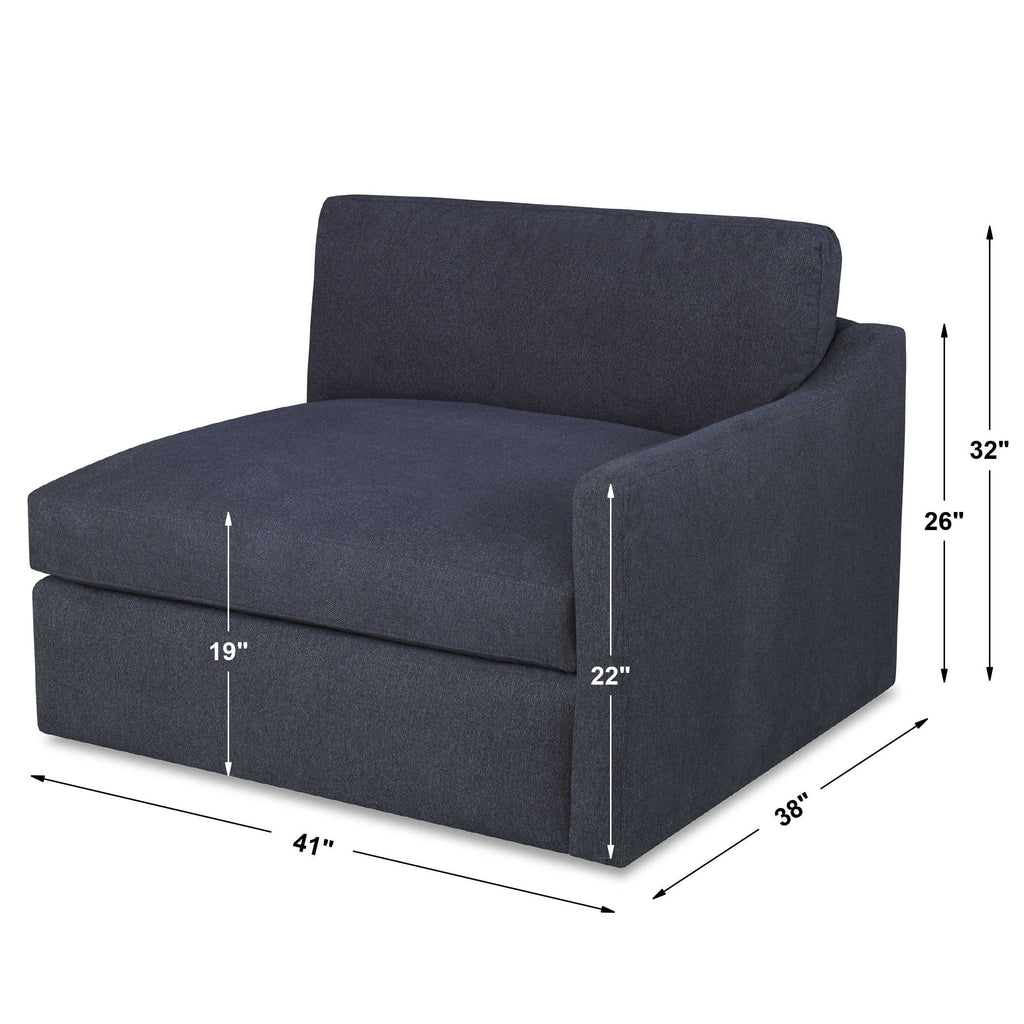 Slope Sofa Sectional, Left Arm Facing Chair, Indigo Twill