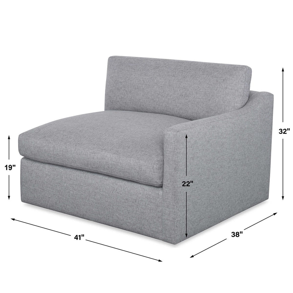 Slope Sofa Sectional, Left Arm Facing Chair, Pewter Basketweave