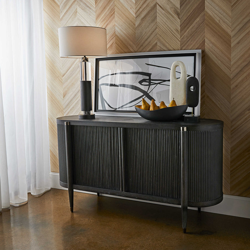 Tambour Cabinet - Black Ceruse