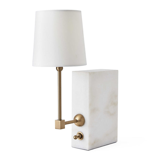 marble and brass light for bookshelves