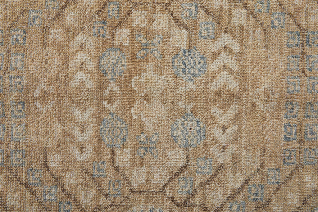 Ronin Transitional Damask Tan Brown Blue Area Rug (7'9" x 9'9")