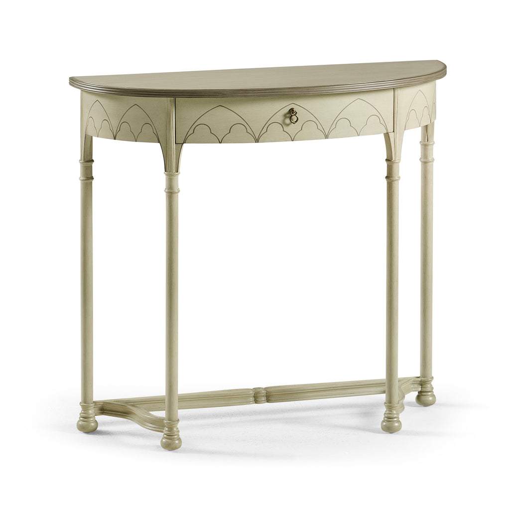 Reimagined Streamer Gothic Painted Console Table- White