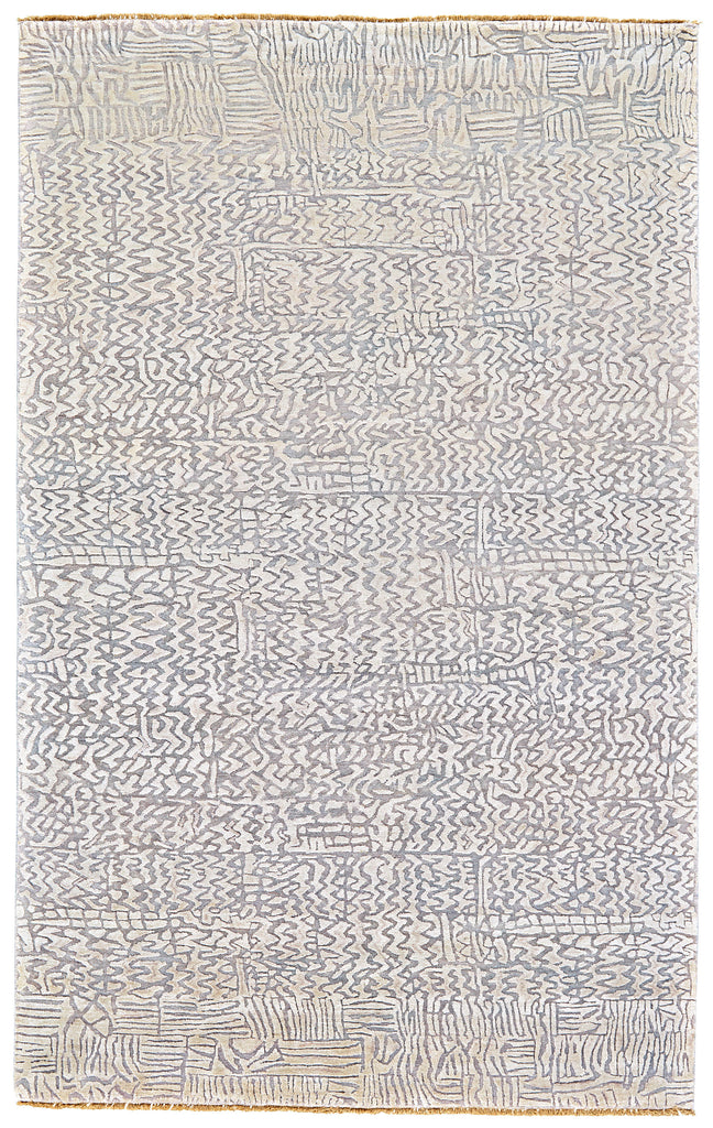 Khitan I Transitional Abstract Ivory Gray Area Rug (2' x 3')