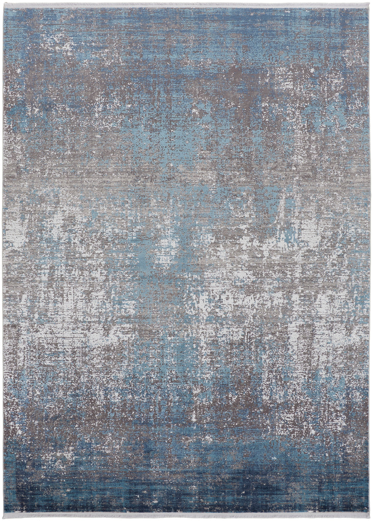 Cadiz Modern Abstract Blue Gray Silver Area Rug (3'1" x 5')