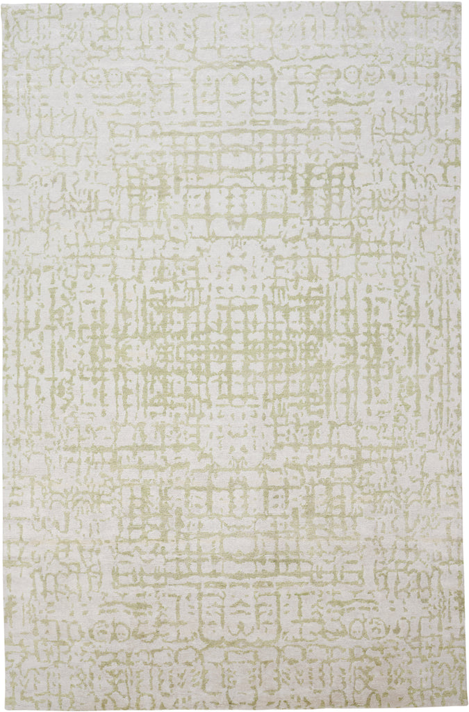 Leif Transitional Distressed Green White Ivory Area Rug (4' x 6')