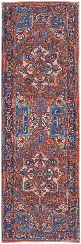 Rawlins Transitional Medallion Red Tan Blue Area Rug (2'7" x 8' / Pattern 3)