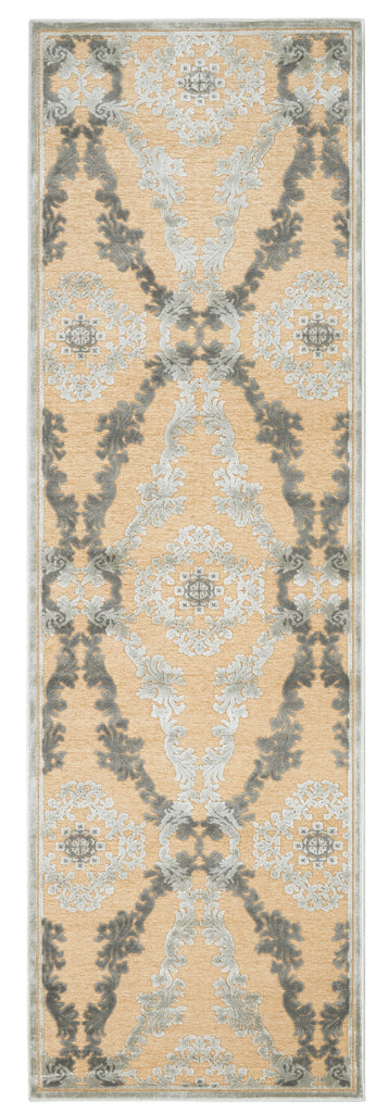 Saphir Transitional Trellis Lattice Tan Gray Taupe Area Rug (2'6" x 8')