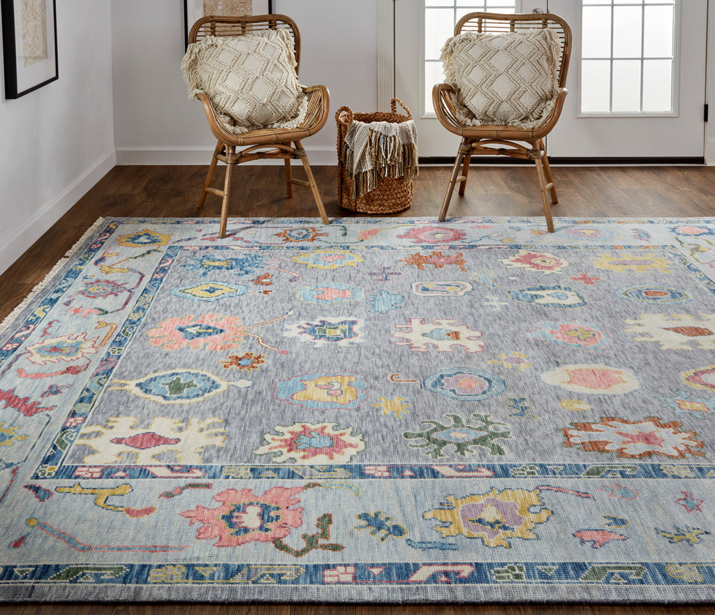 Karina Traditional Persian Blue Gray Red Area Rug (12' x 15')