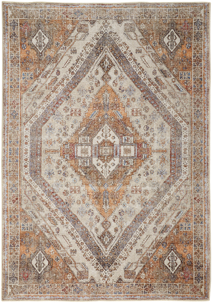 Percy Transitional Medallion Ivory Orange Brown Area Rug (5'3" x 7'6")