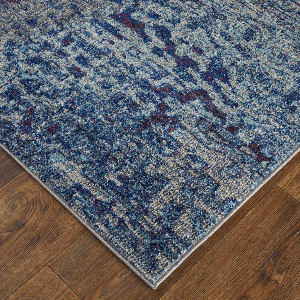 Edgemont Modern Abstract Blue Purple Ivory Area Rug (2'8" x 10')