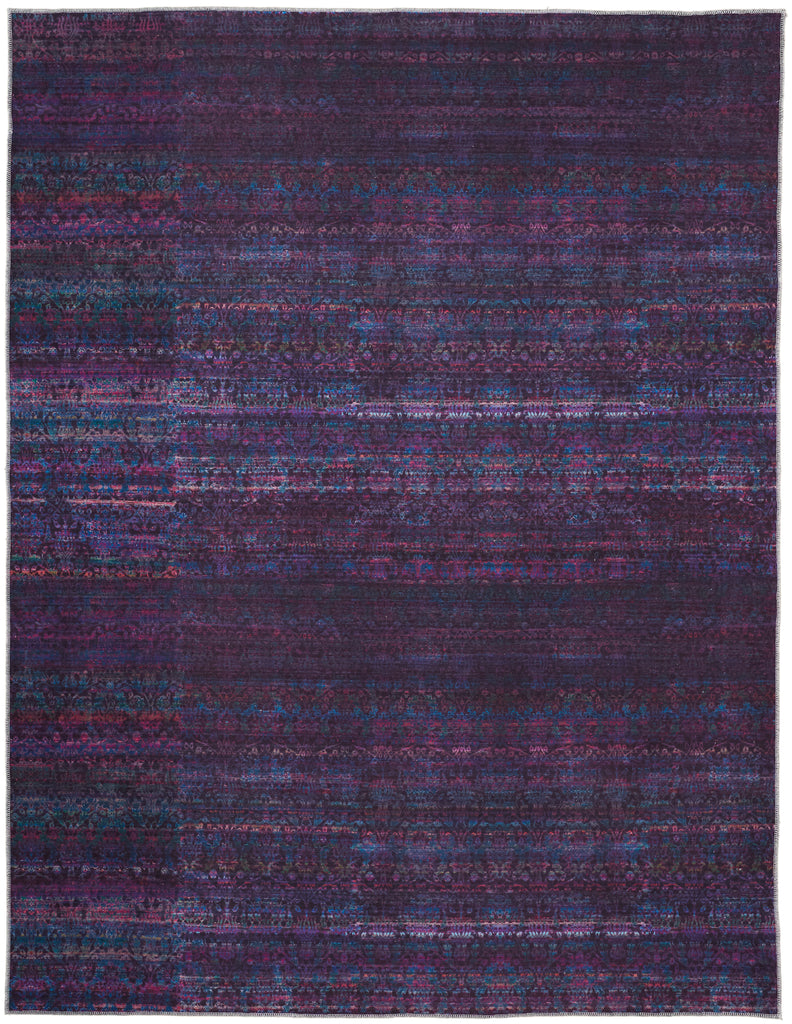 Voss Transitional Abstract Blue Purple Area Rug (7'10" x 9'10")