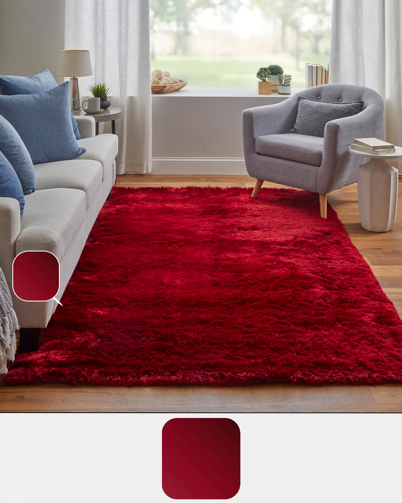 Indochine Modern Solid Red Purple Area Rug (7'6" x 9'6")